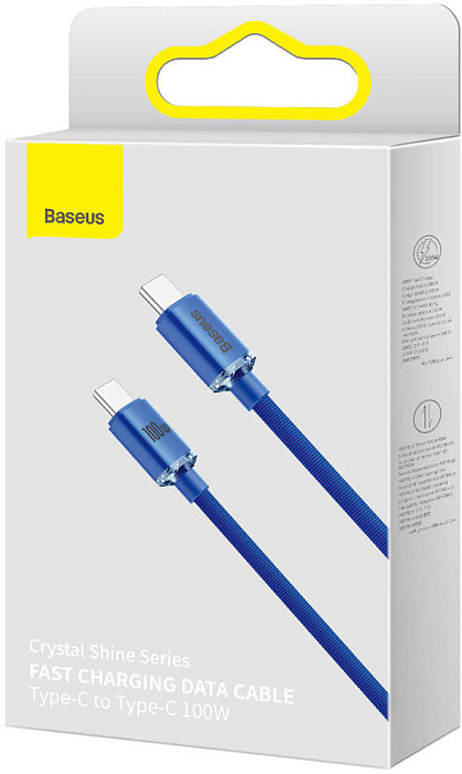 Купить Кабель Baseus Crystal Shine (CAJY000603) USB-C/USB-C 100W 1.2m (Blue) 1208769